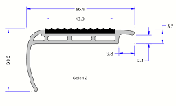 [B10060A01M01] TREDSAFE 43mm PVC SGL BULLNOSE UP121 - MTR